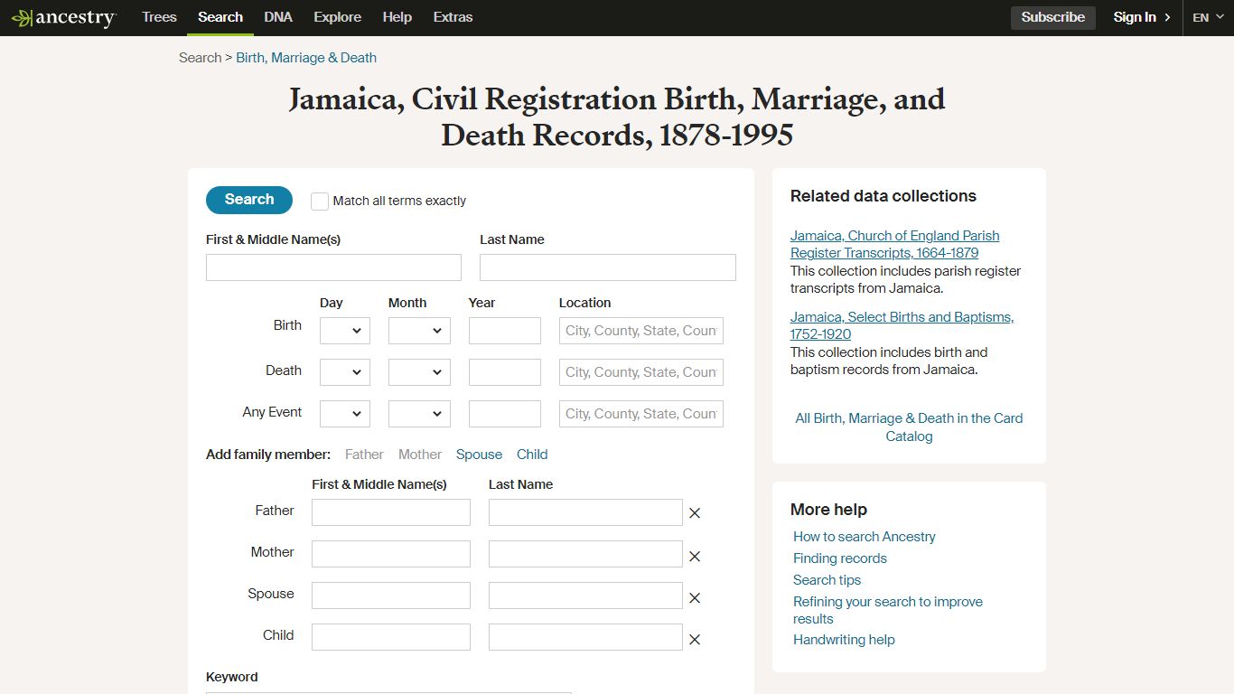 Jamaica, Civil Registration Birth, Marriage, and Death ...