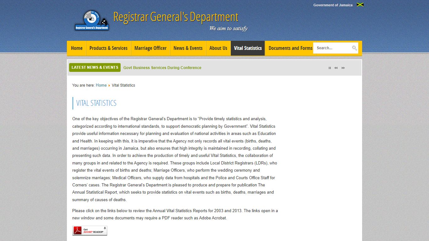 Vital Statistics | Registrar General's Department